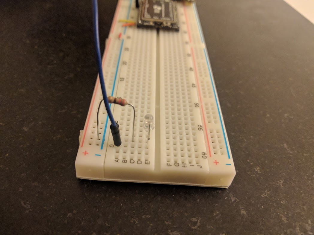 WiPy with 1 IO pin hooked up to an LED